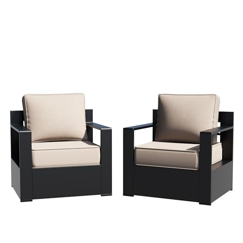 Deep-seat aluminum patio chairs with removable cushions
