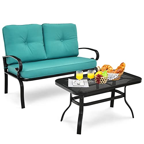 Outdoor loveseat and coffee table components for delivery and assembly planning