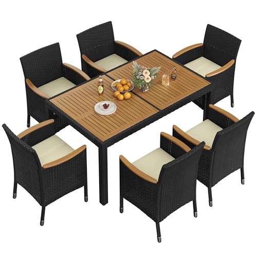 Yaheetech seven-piece outdoor dining and conversation furniture set