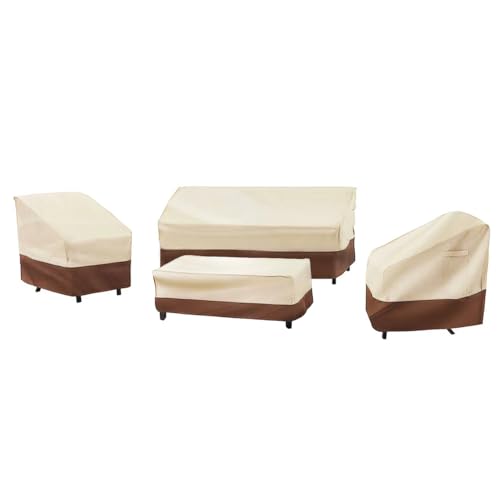 loriano Patio Furniture Cover Set, 4 Piece Outdoor Furniture Cover Waterproof, 600D Heavy Duty Lawn Patio Set Covers (Large)