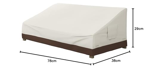 Amazon Basics 3 Seater Outdoor Sofa and Patio Furniture Cover, Waterproof, Anti-UV, Polyester, 78" x 38" x 29", Beige/Tan