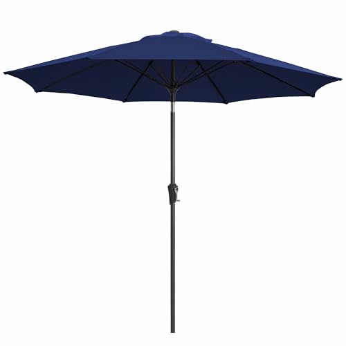 JEAREY 9FT Outdoor Patio Umbrella,Market Table Umbrella with 8 Fiberglass Ribs, Pool Umbrella with Tilt and Crank, UV Protection Lightweight & Wind-Resistant for Lawn, Garden, Deck and Backyard, Navy