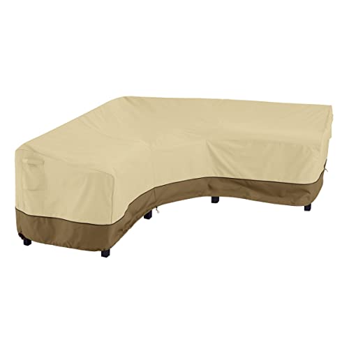 Classic Accessories 55-882-011501-RT Veranda Patio V-Shaped Sectional Sofa Cover, 100" L (on Each Side) Large, Pebble/Bark/Earth, Patio Furniture Covers