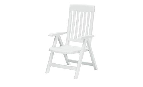 KETTLER Sieger White Resin Lawn Chair, Premium German Made Folding Armchair, Outdoor Patio Furniture 4-Position Folding Chair