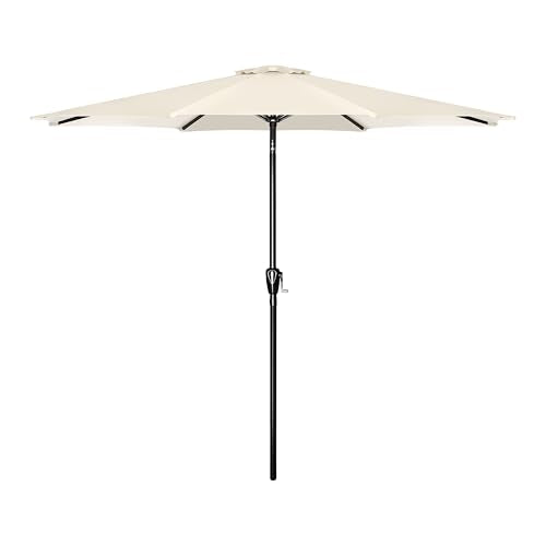 Simple Deluxe 9' Patio Umbrella Outdoor Table Market Yard Umbrella with Push Button Tilt/Crank, 8 Sturdy Ribs for Garden, Deck, Backyard, Pool, Beige