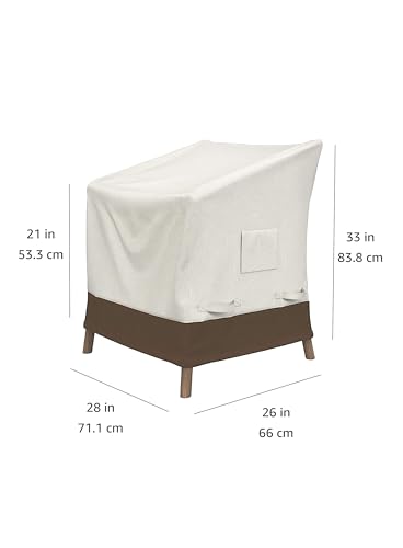 Amazon Basics Outdoor Patio Chair Covers, Waterproof, Anti-UV, Weather Resistant, Durable, Set of 2, Beige/Tan