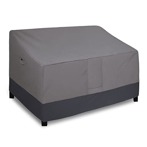 Easy-Going Waterproof Outdoor Loveseat Cover Heavy Duty Patio Furniture Couch Cover Windproof Durable (54Wx38Dx35H inch, Gray/Dark Gray)