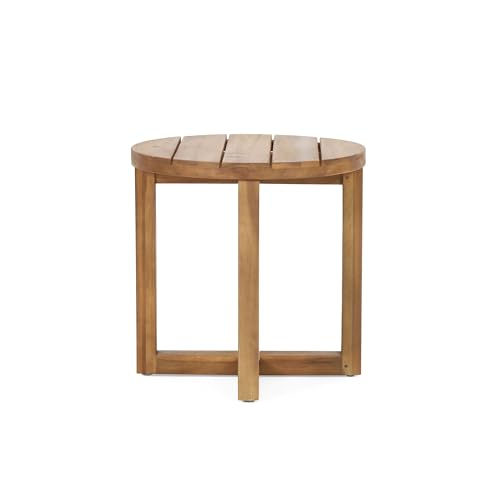 Hamel Outdoor Circular Side Table - Acacia Wood - Teak