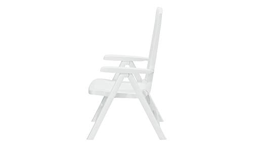 KETTLER Sieger White Resin Lawn Chair, Premium German Made Folding Armchair, Outdoor Patio Furniture 4-Position Folding Chair