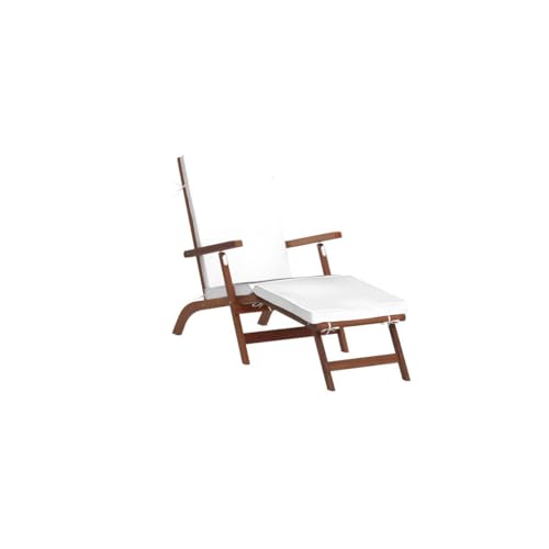 SAFAVIEH Outdoor - Palmdale Chaise Lounge Chair - Brown & Beige - Solid Wood with Cushion - Deck-Chair Design - Ideal for Patio, Poolside, Backyard, 21.9"W x 56.3"D x 36"H (PAT7015C)
