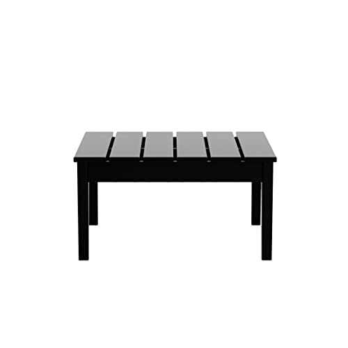WestinTrends Ashore Outdoor Coffee Table, 32 Inch All Weather Poly Lumber Adirondack Patio Coffee Table Square Low Table, Black
