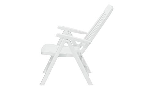 KETTLER Sieger White Resin Lawn Chair, Premium German Made Folding Armchair, Outdoor Patio Furniture 4-Position Folding Chair