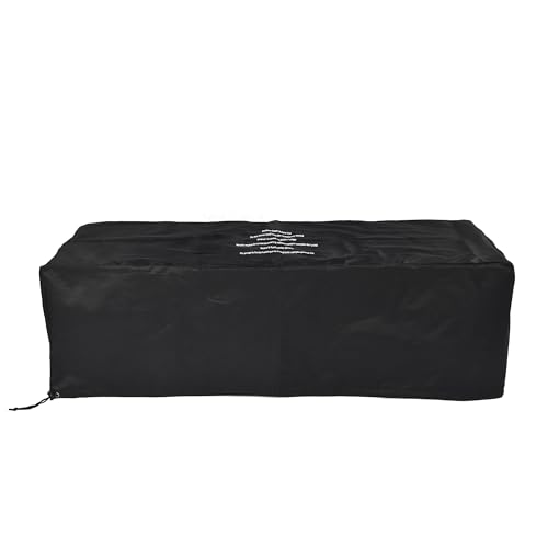 Outdoor Low Profile Fire Table, 48-inch Rectangle Propane Gas Fire Pit Table, 50,000 BTU Modern Firepit w/Lid, Glass Rocks, Cover, Pre-Attached 10ft Propane Hose, Flint Gray