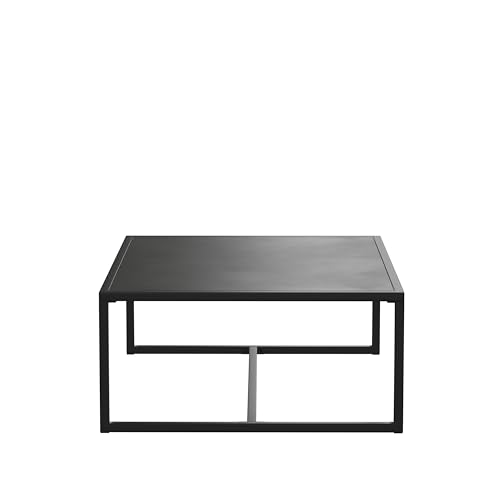 EMMA + OLIVER All-Weather Commercial Grade Indoor/Outdoor Steel Patio Coffee Table in Black
