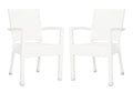 SAFAVIEH Outdoor - Kelda Set of 2 White Faux Wicker Arm Chairs, Stackable Patio Dining Chairs with Aluminum Frame, Fully Assembled Outdoor Seating (PAT4004D-SET2)