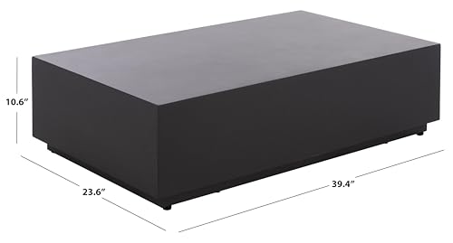 SAFAVIEH Outdoor - Tina Rectangle Coffee Table - Black - Fully Assembled - Weather Resistant - Ideal for Deck, Patio, Backyard, 39.4" W x 23.6" D x 10.6" H (PAT6212A)