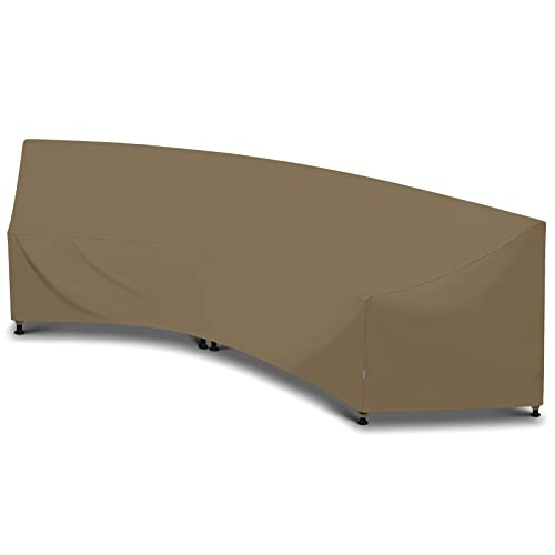 SunPatio Outdoor Curved Sectional Sofa Cover, Heavy Duty Waterproof Patio Couch Cover, All Weather Protection Furniture Protector with Sealed Seam, 190"(back)/128"(front)L x 36"W x 39"/24"H, Taupe