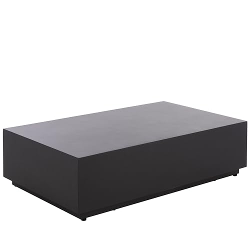 SAFAVIEH Outdoor - Tina Rectangle Coffee Table - Black - Fully Assembled - Weather Resistant - Ideal for Deck, Patio, Backyard, 39.4" W x 23.6" D x 10.6" H (PAT6212A)