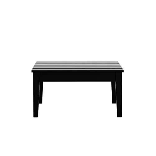 WestinTrends Ashore Outdoor Coffee Table, 32 Inch All Weather Poly Lumber Adirondack Patio Coffee Table Square Low Table, Black