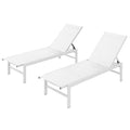 Vexwalx Outdoor Lounge Chairs Set of 2, Aluminum Patio Chaise Lounge Chairs with 5-Position Recliner, Pool Lounge Chairs for Backyard, Poolside, Deck, Lawn (White)