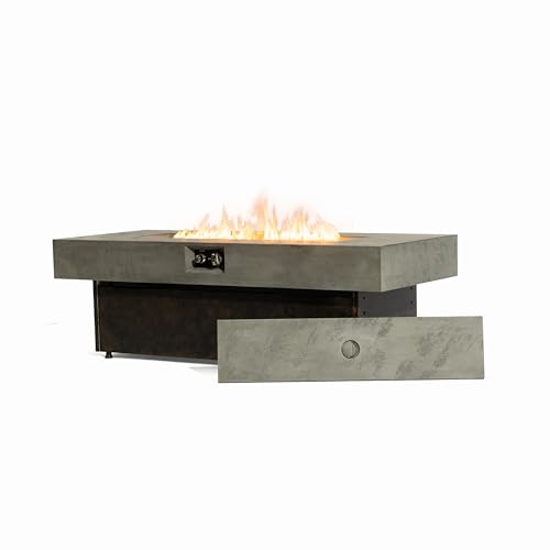 Outdoor Fire Pit Table Propane Gas Fire pits Outdoor Fireplaces 54'' Rectangular Firepit Table, 50,000 BTU Fire Table for Patio Set, Three Options of Assembled Hight, Tank Required to Be Kept Outside.