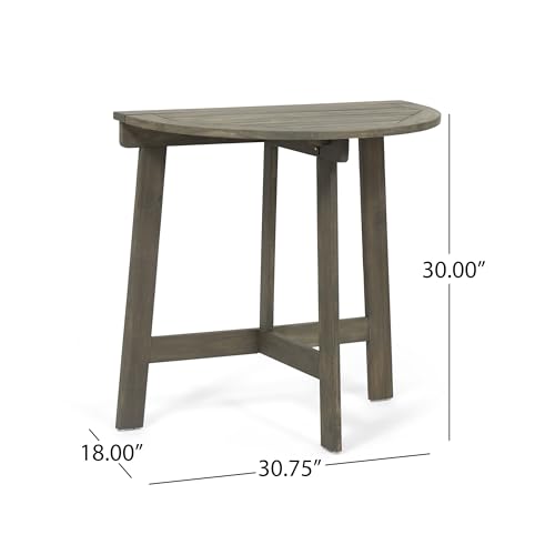 Christopher Knight Home Westmo Outdoor 2 Seater Half-Round Folding Acacia Wood Bistro Set, Gray