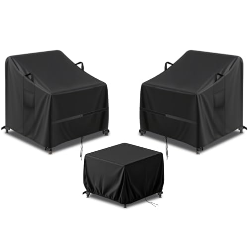 Hiticover Covers for Devoko/Greesum 3 Pieces Patio Furniture Sets Rattan Wicker Chairs with Table,Waterproof Patio 3 Piece Bistro Set Cover, Outdoor Cover for Small Table and Chairs Set of 2