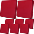Newwiee 8Pcs Patio Cushion Covers Stretch Outdoor Cushion Cover Replacement for Patio Furniture Sofa Couch Slipcovers, Soft Flexibility Washable Furniture Protector(Waterproof Pure,Wine Red)