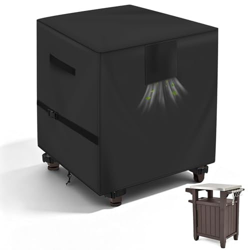 Outdoor Grill Cart Prep Table Cover 600D for 30-inch Keter Unity Portable Outdoor 40 Gal Table with Storage Cabinet, Waterproof UV Resistant Outside bbq Bar Cart Cooking Station Cover, 30" x 24" x 32"
