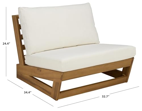 SAFAVIEH Outdoor - Duncan Chair Set of 2 - Natural & Beige Solid Wood - Weather Resistant - Ideal for Patio, Deck, Backyard, 32.68" W x 34" D x 24.4" H (PAT7336A-SET2)