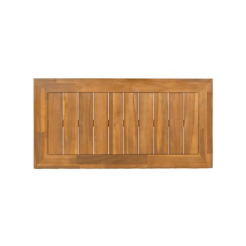 Christopher Knight Home Havets 3 Pieces Outdoor Acacia Furniture Set, Slat Panel Couch, Spacious Seating Armchair, 6" Thick Cushions Sofa and Coffee Table Set for Backyard Garden Balcony, Teak+Beige