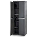 Sterilite 4 Shelf Cabinet, Heavy Duty and Easy to Assemble Plastic Storage Unit, Organize Bins in the Garage, Basement, Attic, Mudroom, Gray, 1-pack