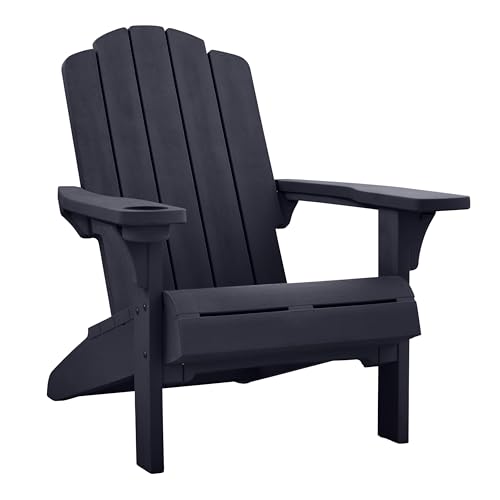 Keter Kiawah Adirondack Chair, Weather‑Resistant Resin Outdoor Patio Chair, Ergonomic Design, All‑Weather Seating for Garden, Deck & Backyard, Midnight Navy