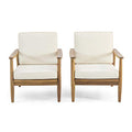 Christopher Knight Home Felix Outdoor Acacia Wood Club Chair (Set of 2), Teak Finish, Beige