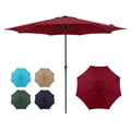 COBANA 11' Patio Umbrella, Outdoor Table Market Large Umbrella with 8 Steel Ribs and Crank, Dark Red