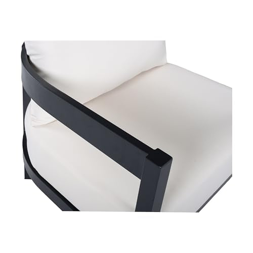 Christopher Knight Home Lula Aluminum Lounge Chair Outdoor Set of 2 with Removable Cushion, Metal Frame Patio Accent Chair, Patio Garden Comfy Reading Chair, Beige+Black