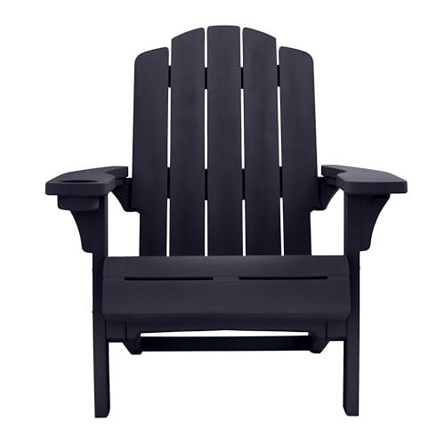 Keter Kiawah Adirondack Chair, Weather‑Resistant Resin Outdoor Patio Chair, Ergonomic Design, All‑Weather Seating for Garden, Deck & Backyard, Midnight Navy
