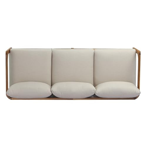 Christopher Knight Home Daria Acacia Wood Outdoor 3 Seater Sofa with Cushion, Solid Wood Patio Sofa with Removable Cushion, Comfy Lounge Sofa for Patio Furniture Set, Teak+Beige