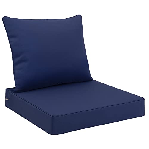 Favoyard Outdoor Seat Cushion Set 24 x 24 Inch Waterproof & Fade Resistant Patio Furniture Cushions with Removable Cover Deep Seat & Back Cushion with Tie Straps for Chair Sofa Couch