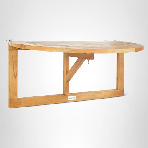 Safavieh PAT7045A Outdoor Collection Owens Natural teak wood Balcony Hanging Half Table