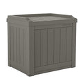 Suncast Outdoor Storage Box - 22 Gallon Stone Gray Resin Outdoor Deck Box with Seat, Weatherproof Patio Storage Bin Container for Keeping Cushions, Tools, & Towels for Pool, Yard, & Garden