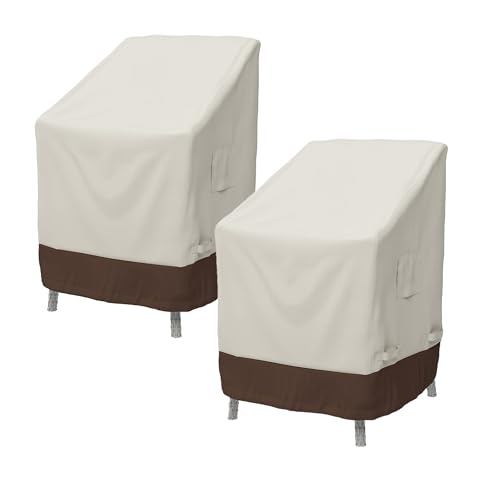 Amazon Basics Outdoor Patio Chair Covers, Waterproof, Anti-UV, Weather Resistant, Durable, Set of 2, Beige/Tan