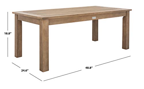 SAFAVIEH Couture Outdoor Patio Furniture Collection – Santa Cruz Coffee Table, Natural Eucalyptus Wood Slatted Top, Modern Outdoor Accent Table (CPT1016A)