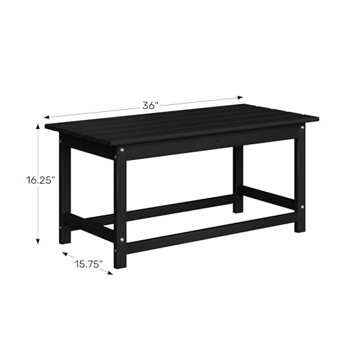 WestinTrends Malibu Outdoor Coffee Table, 35" x 17.5" All Weather Poly Lumber Patio Adirondack Coffee Table for Garden Lawn Porch Balcony, Black