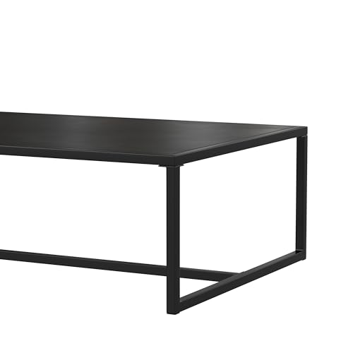 EMMA + OLIVER All-Weather Commercial Grade Indoor/Outdoor Steel Patio Coffee Table in Black