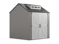 Rubbermaid Resin Outdoor Storage Shed With Floor (7 x 7 Ft) Weather Resistant Gray Organization for Home/Backyard/Garden Tools/Lawn Mower/Bike Storage/Pool Supplies