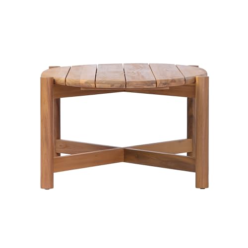 Christopher Knight Home Bubi 5-Seater Patio Furniture Set with Cushion, 4 Piece Outdoor Acacia Wood Conversation Set, Sold Wood Outdoor Sectional Sofa Set with Coffee Table, Teak+Beige