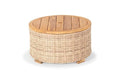 SAFAVIEH Couture Outdoor - Anguilla Round Wicker Coffee Table - Solid Wood and Aluminum - Coastal Woven Design - Ideal for Patio, Deck, Porch, Backyard, 25.6"W x 25.6"D x 13.8"H (CPT2103A)