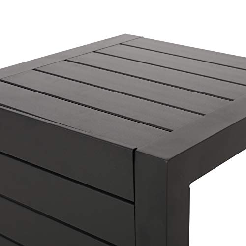 Christopher Knight Home Jesse Coral Outdoor Modern Aluminum C-Shaped End Table, Matte Black
