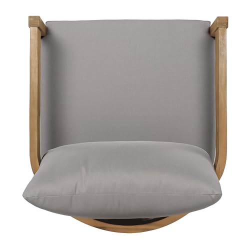Christopher Knight Home Nadine Acacia Wood Club Chairs Set of 2, Outdoor Accent Chair, Tub Shape Design Armchair, Comfort Cushion Seating, Slat Open Back Reading Sofa for Balcony Garden, Teak+Gray